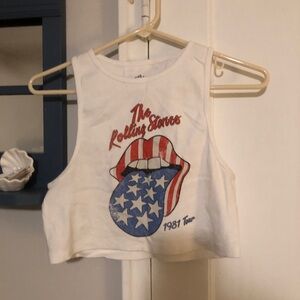 The Rolling Stones White and Blue cropped tank top